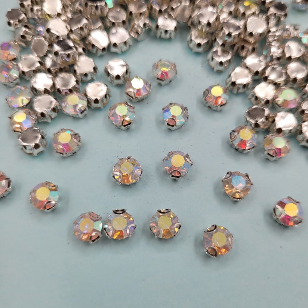180 броя Камъни в метално гнездо / 7мм / - Хамелеон 0790