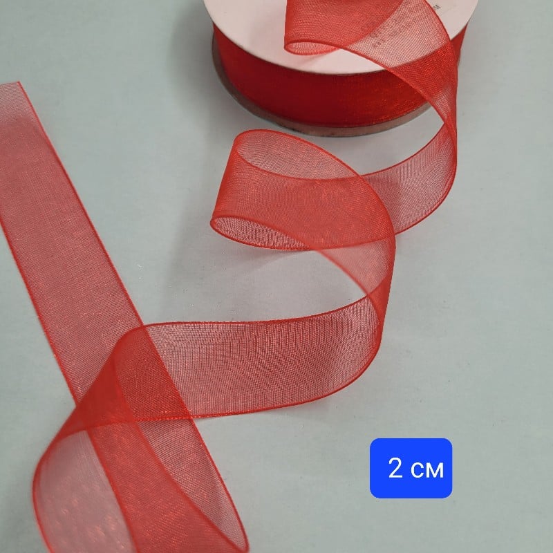 23 метра Лента органза / 2см / - Червена 01530