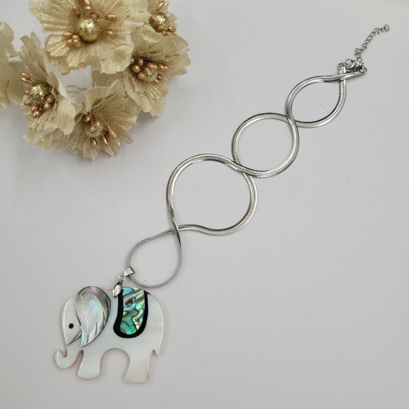Медальон Слонче - Стомана и седеф 02789