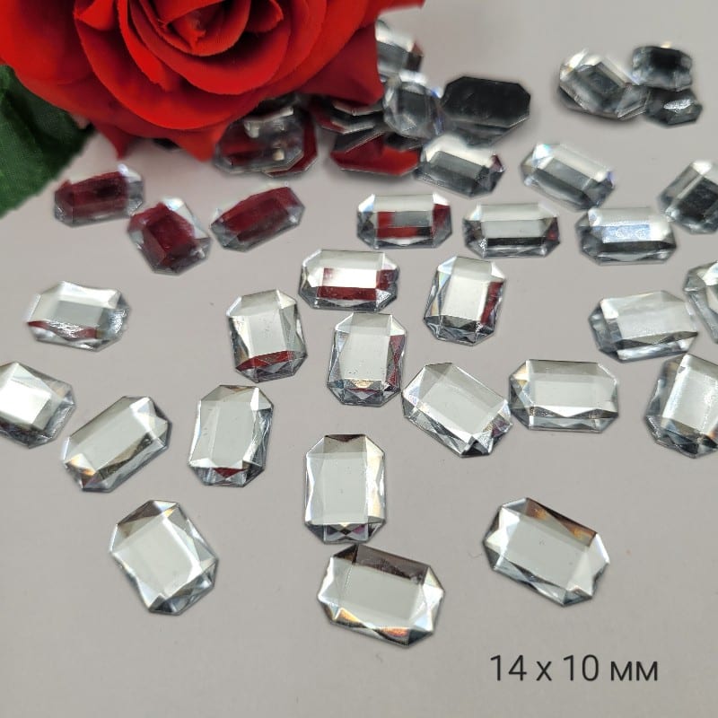 200 броя Камъни за лепене Бели - 14 х 10 мм 03367