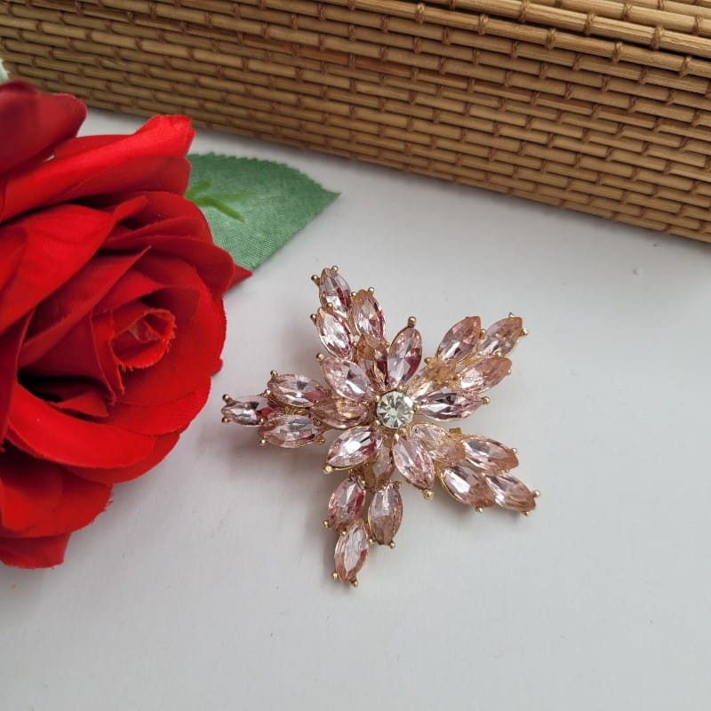 1 брой Коледна брошка с розови камъни / 5.5 см / 03978