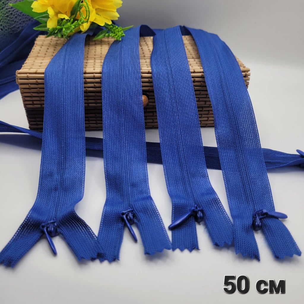 10 броя Скрити ципове / 50 см / - Кралско сини 04693
