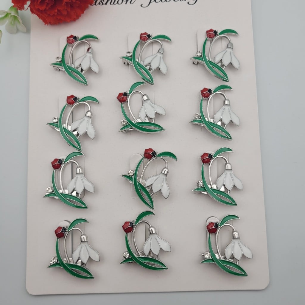 12 броя Брошки Кокиче - 25 х 20 мм 03656