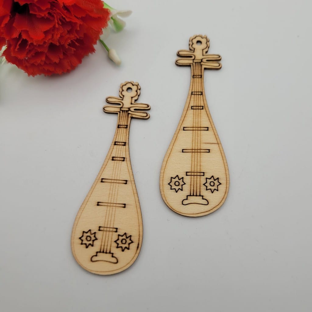 5 броя Дървена висулка Гъдулка / 7 х 2,5 см / 05146