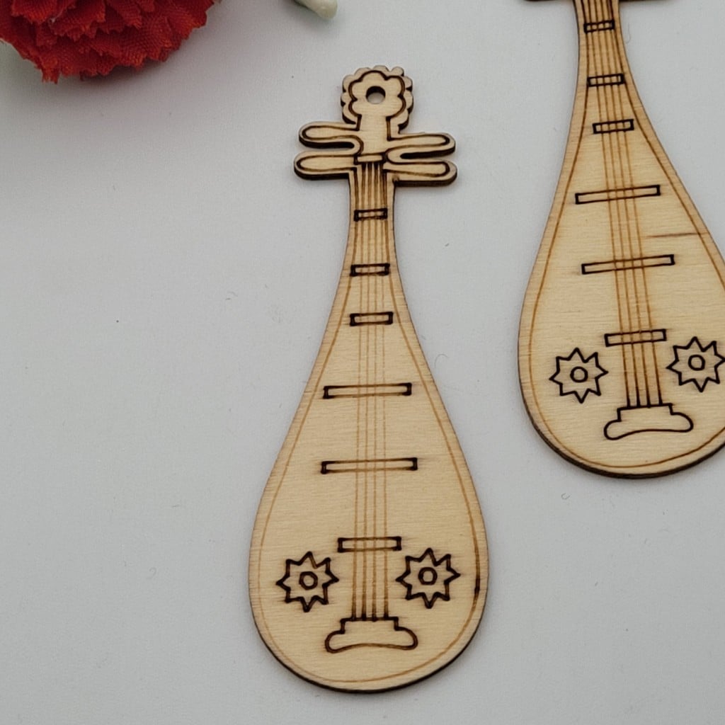 5 броя Дървена висулка Гъдулка / 7 х 2,5 см / 05146