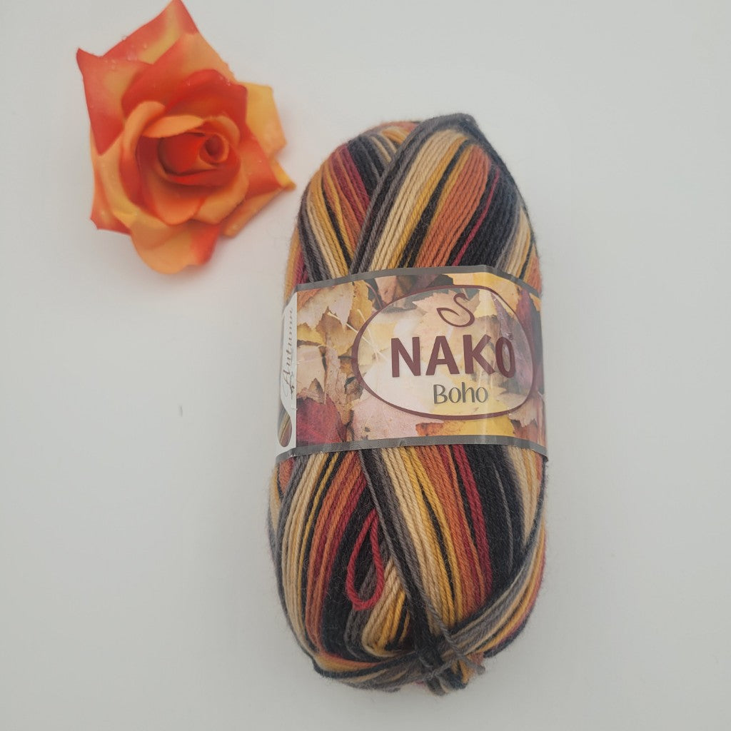 400 метра /100 грама Прежда NAKO Boho – многоцветна прежда с преливащи нюанси 05758
