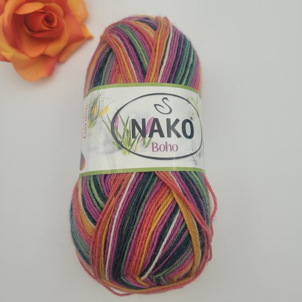 400 метра /100 грама Прежда NAKO Boho – многоцветна прежда с преливащи нюанси 05759