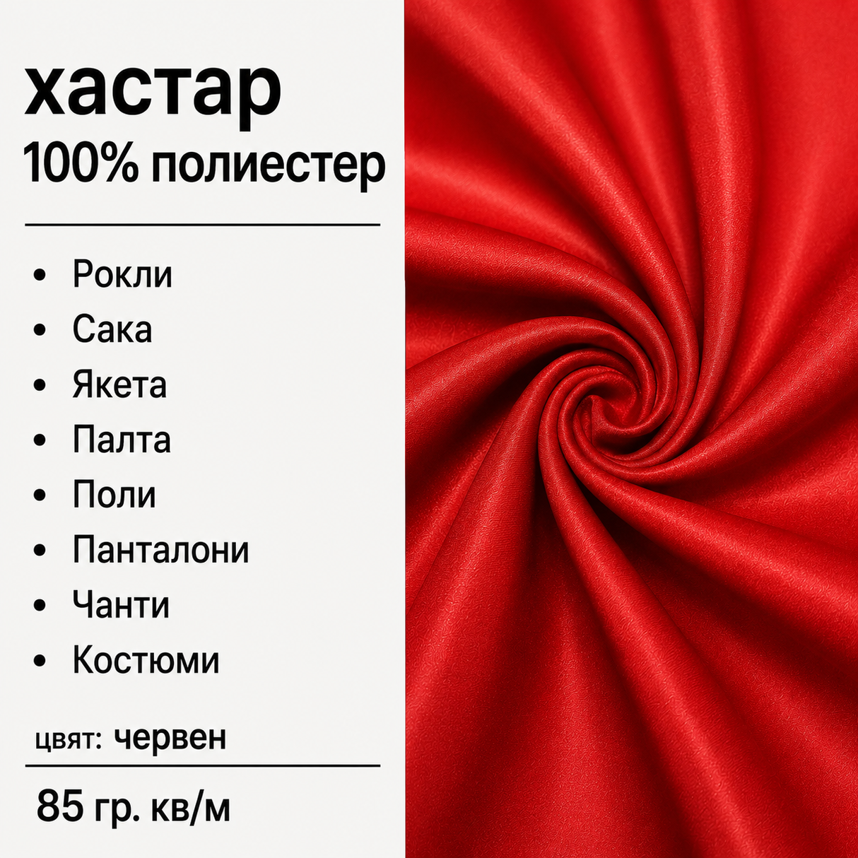 1 / 5 метра Хастар / 150 см / - червен 05512
