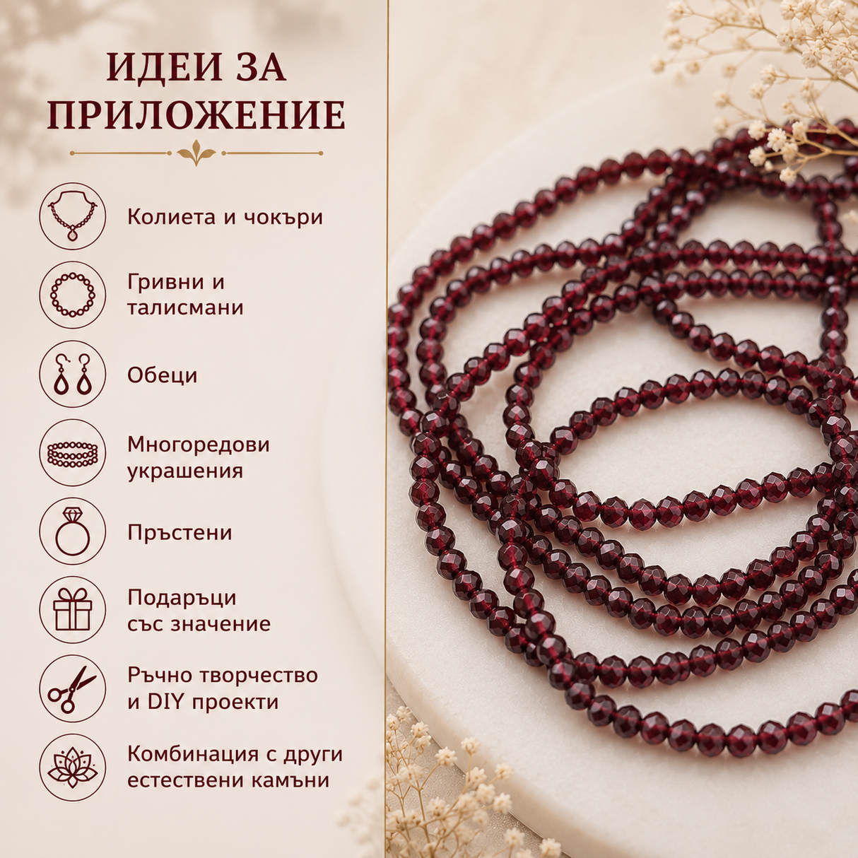 130 броя Гранат фасетиран /3мм/ 05529