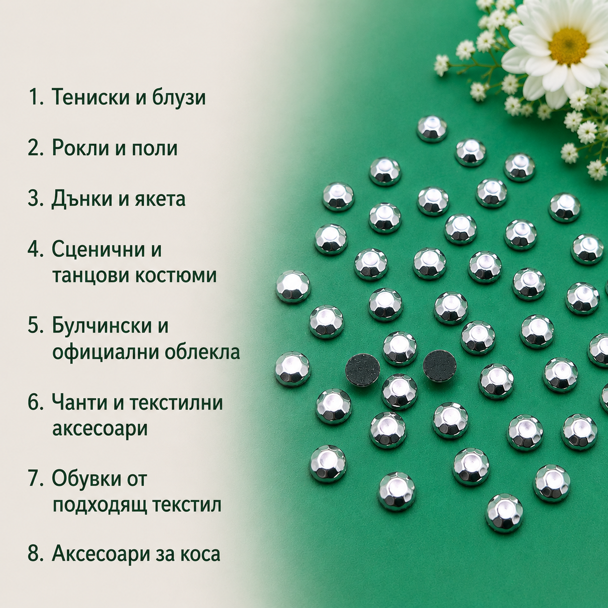 300 броя Термозалепващи камъни /5мм/-сребристи 05580