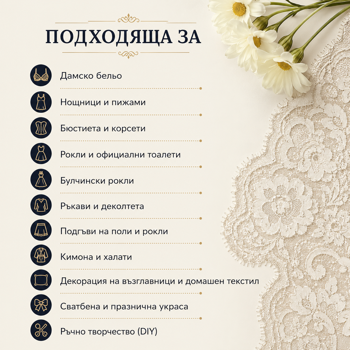 2 метра Декоративна дантела без еластан /11см/-черна 05536