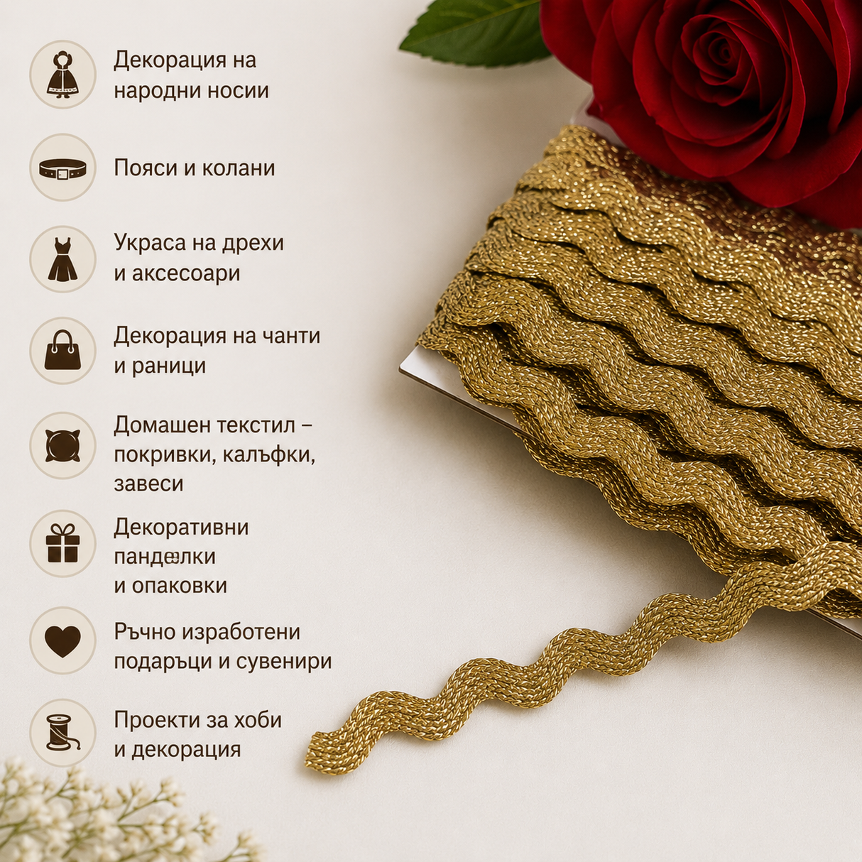 15 метра Златен зиг-заг с ламе /7 мм/ 03097