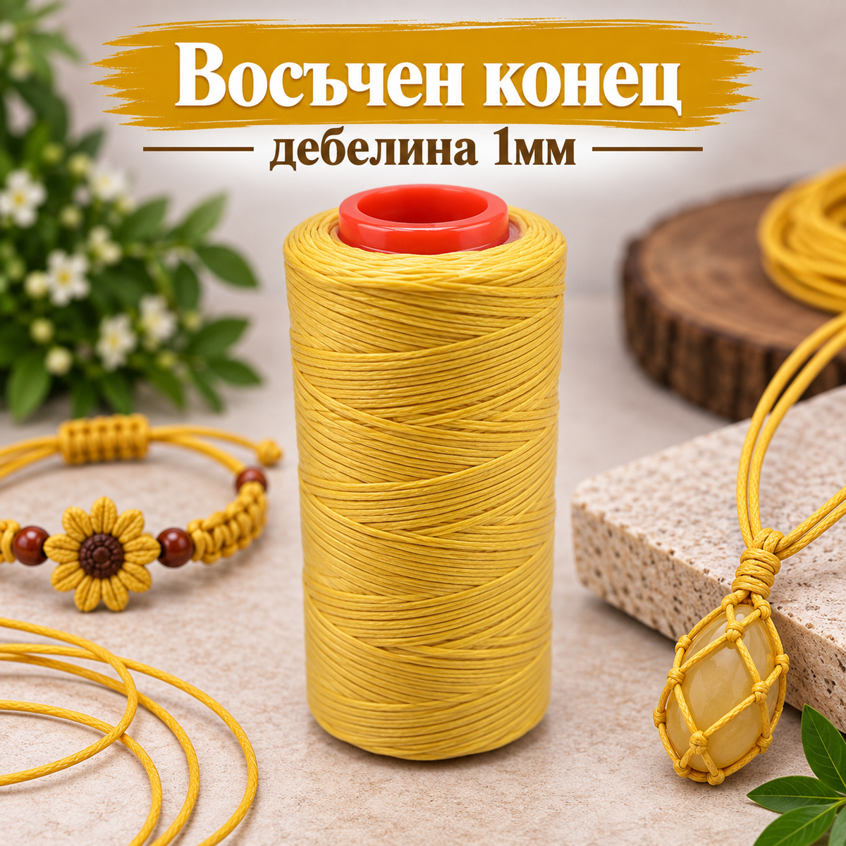 100 метра Восъчен конец /1мм/ - жълт 05620