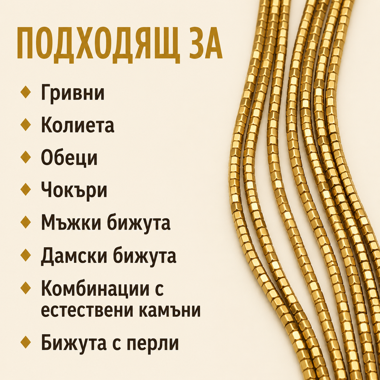 190 броя Хематит кубче /3мм/ - златист 05392