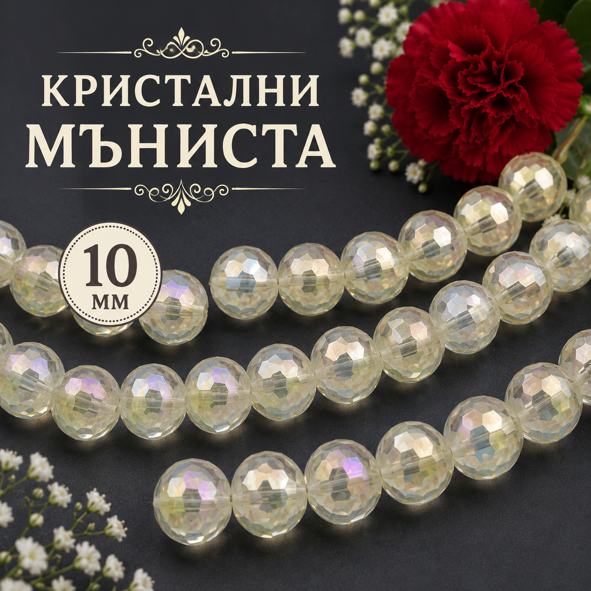 70 броя Кристални фасетирани мъниста / 10 мм / - Златисти 04862