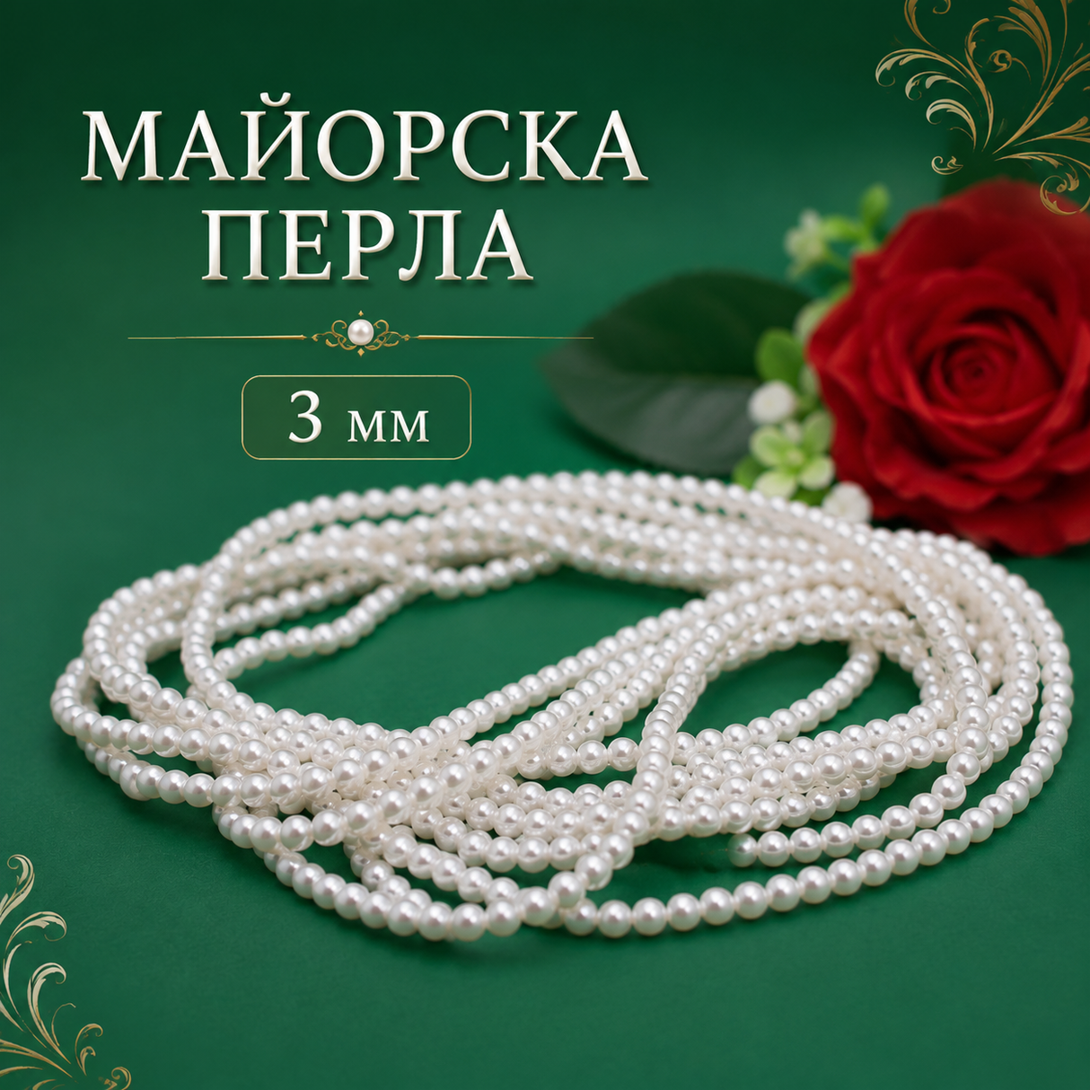 130 броя Майорска перла / 3мм / - Бяла 05284
