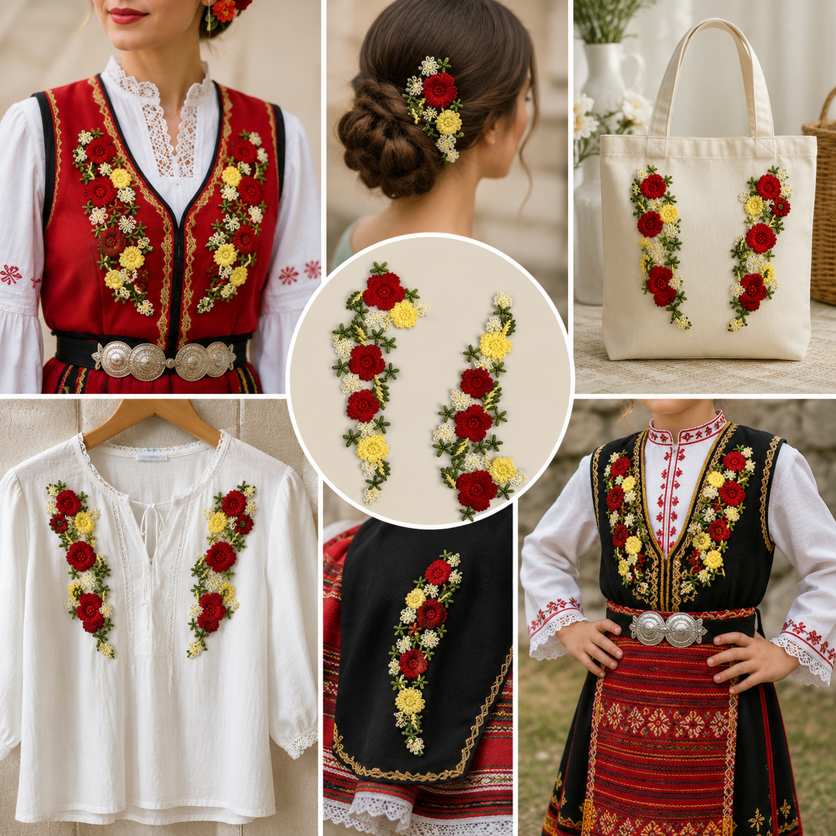 2 броя Бродирани цветя на тюл - 20 х 8 см ( 1 цвете ) 03751