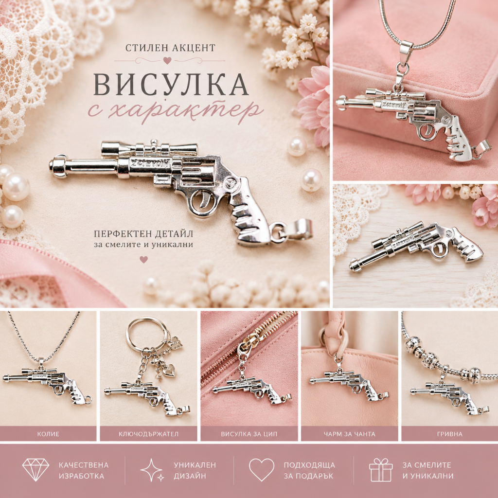 1 брой Висулка пистолет /6х2см/ 05222