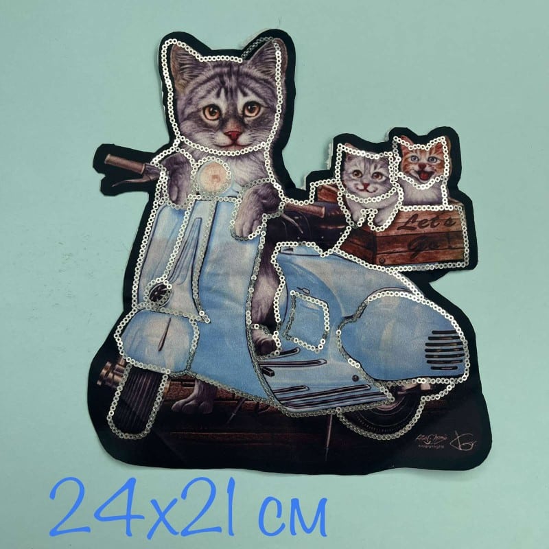 Апликация Котки с пайети / 24х21см / 01259