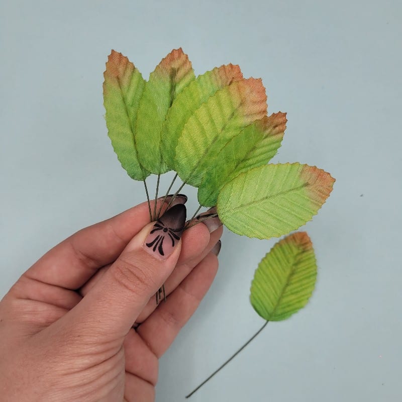 20 броя Листа на тел / 5х3см / - Есенно зелен  01289