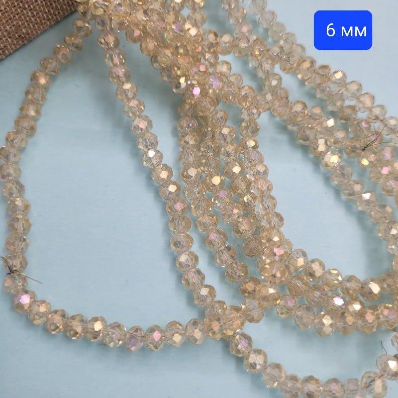 80 броя Кристални фасетирани  камъни Екрю - 6 мм    01301