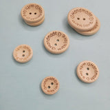 10 броя Дървени копчета Handmade with love - Различни размери  01612