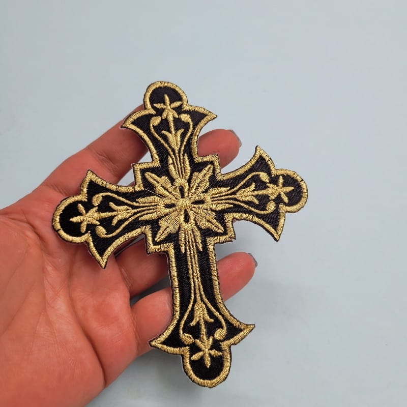 1 брой Православен кръст / 10х12см / - Черно със златно  01736
