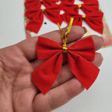 12 броя Коледни кадифени панделки / 6 x 5 см / - Червени   02079