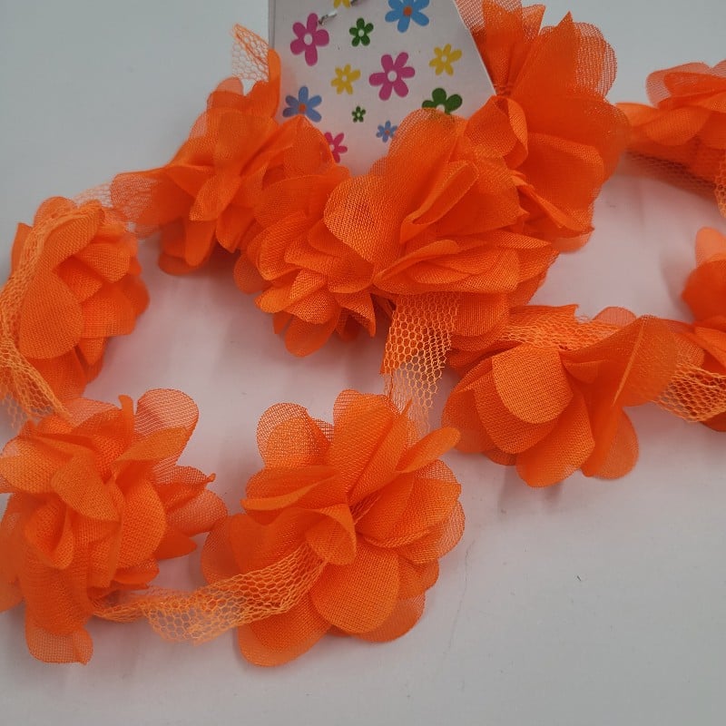 12 броя 3Д цветя Оранжеви  02692