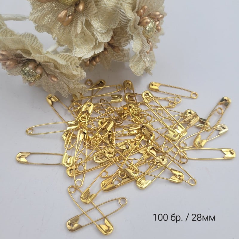 100 бр. Златни безопасни игли - 28 мм     02976