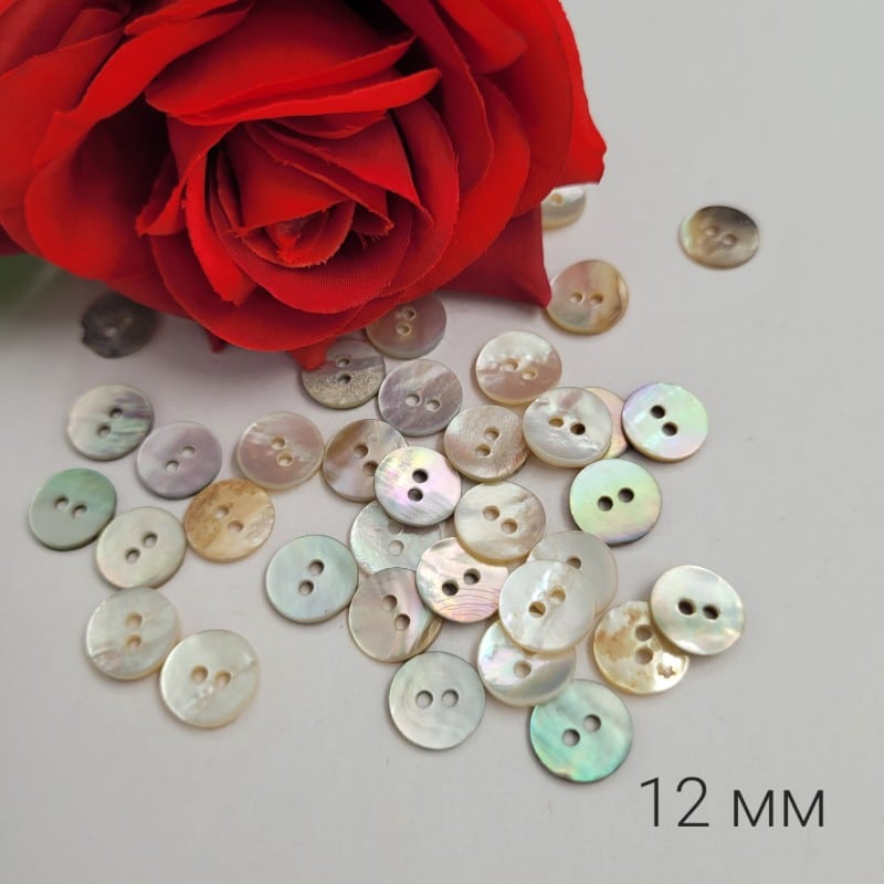10 броя / 50 броя Седефени копчета - 12 мм     03770