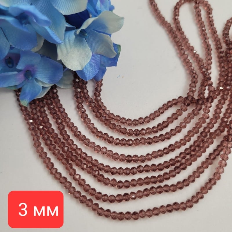 340 броя Кристални фасетирани мъниста Пепел от рози / 3 мм /        03945