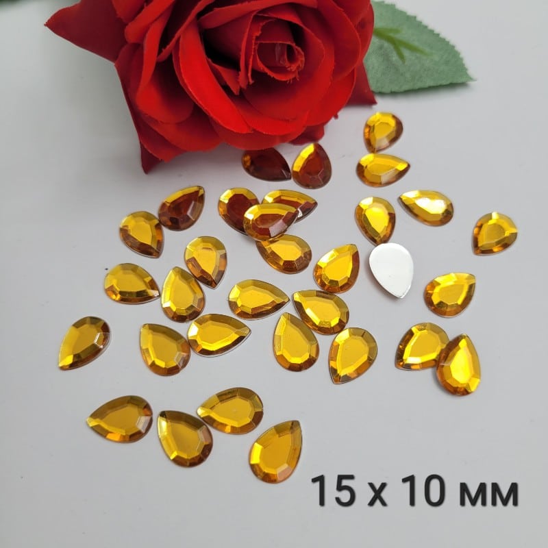 200 броя Камъни за залепвне Златисти / 15 х 10 мм /      04161