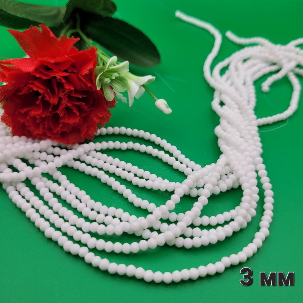 150 броя Кристални фасетирани мъниста / 3 мм / - Бели   04795