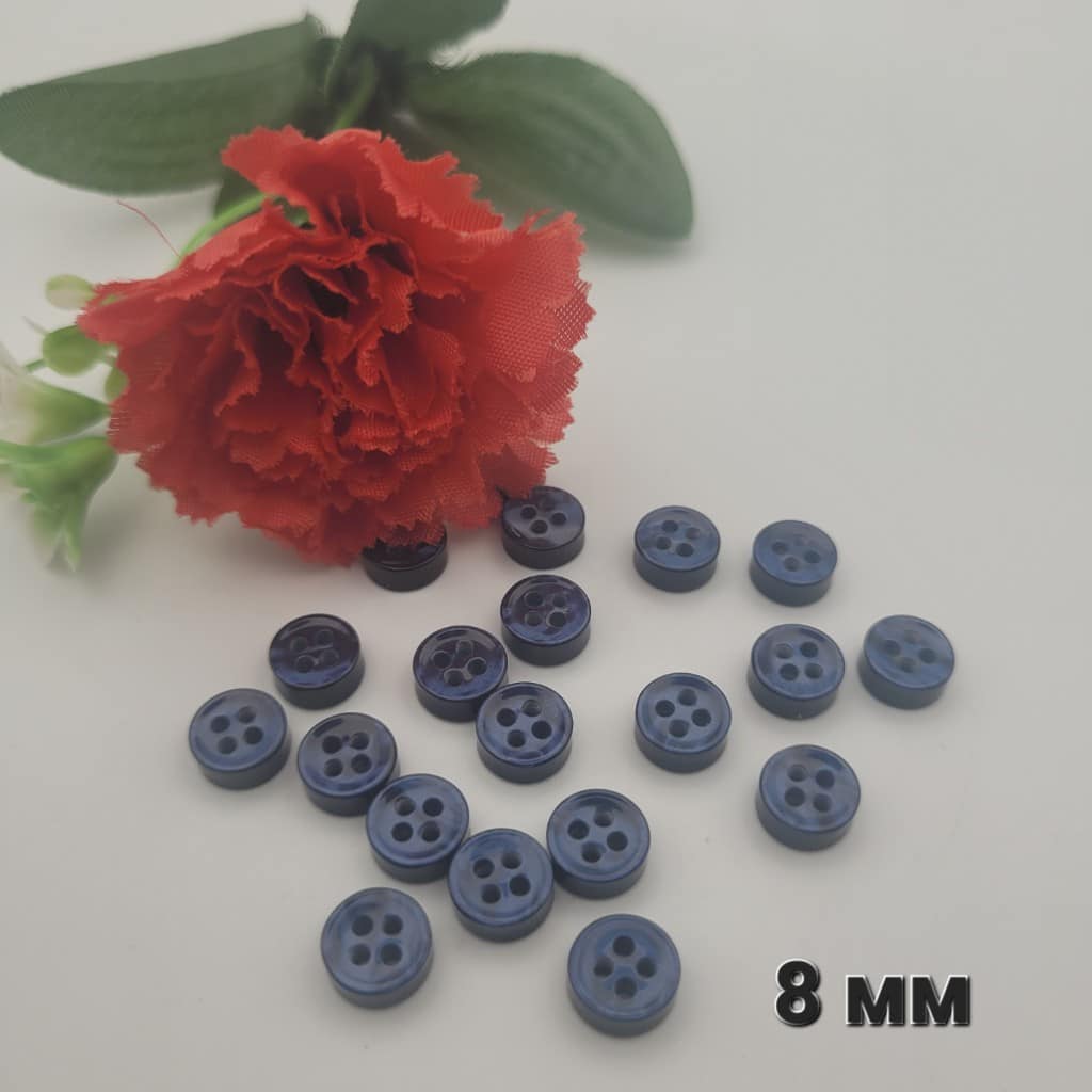 50 броя Ризарски копчета / 8 мм / - Тъмно сини  04944