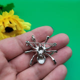 Брошка Паяк с бели кристални камъни / 4 х 3 см /   04976