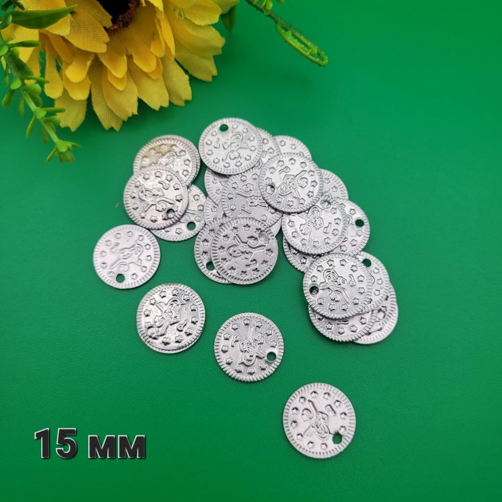 50 броя Сребристи пендари - 15 мм  03638