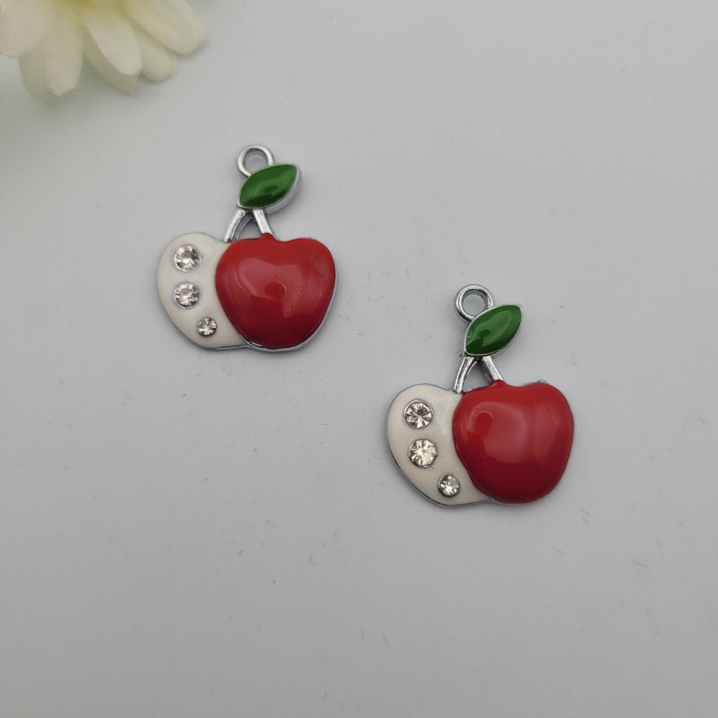 1 брой Висулка ябълка с кристални камъни / 3х3см/  05321