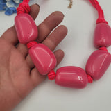 Колие с цикламени акрилни мъниста /45+6см/   05385