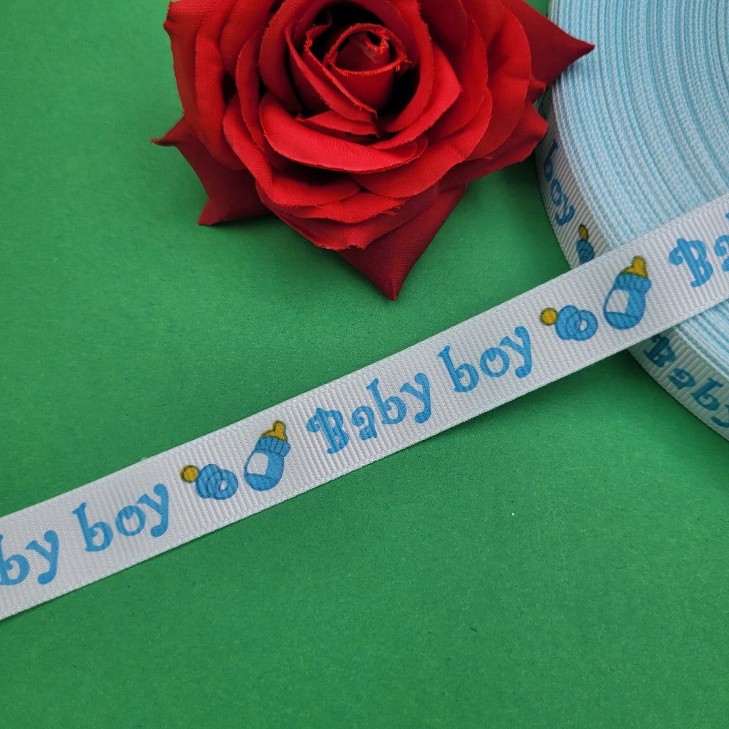 5 метра Сатенена лента рипс Baby boy /15мм/   05433
