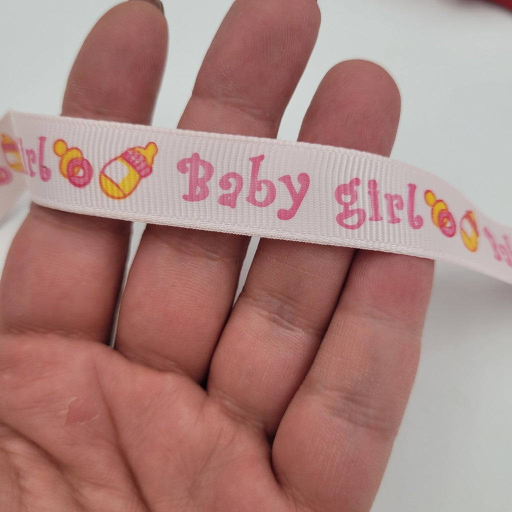 5 метра Сатенена лента рипс Baby Girl /15мм/  05434