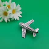 Брошка Самолет с кристални камъни / 4 х 3 см /   0911