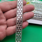 1 мътър Термозалепващ ширит с камъни /15мм/ - сребрист   05588