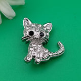 Брошка коте с кристални камъни /3х2см/ - сребристо  05697
