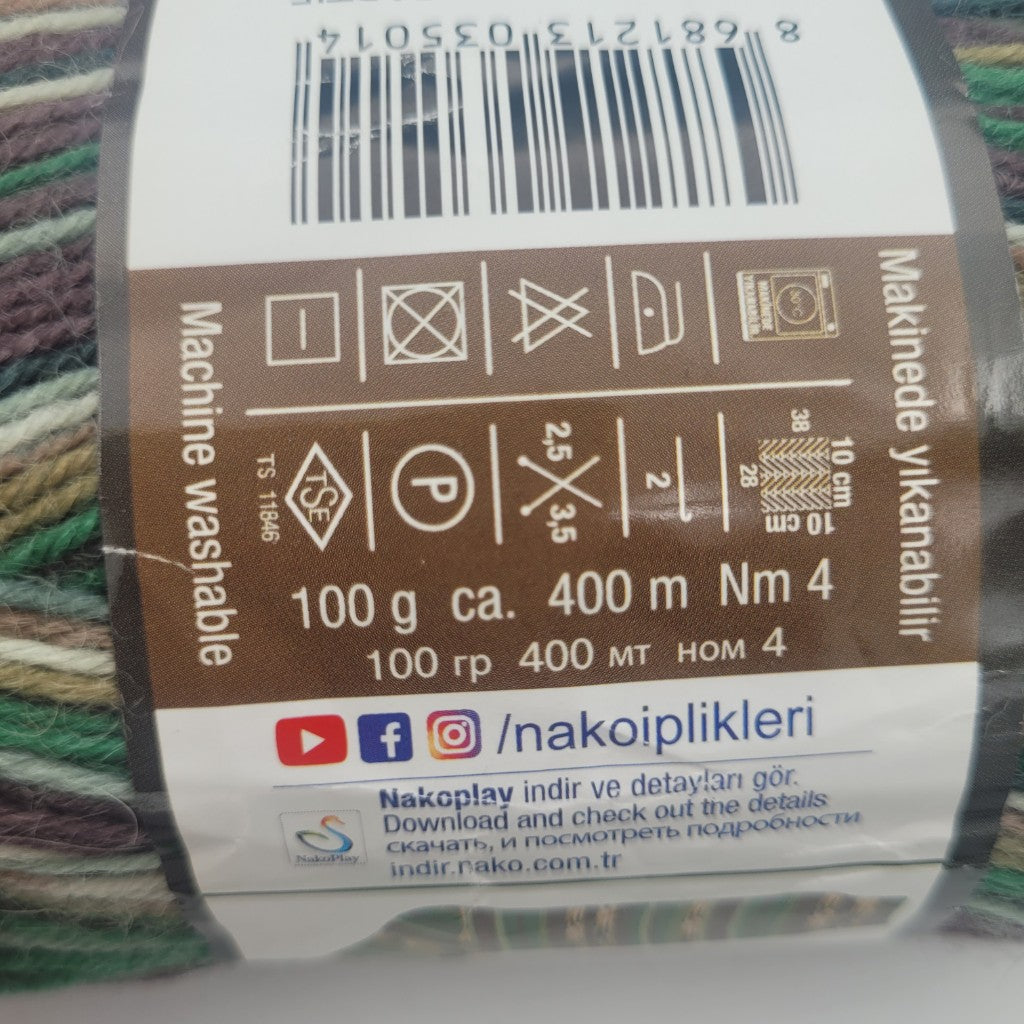 400 метра /100 грама Прежда NAKO Boho – многоцветна прежда с преливащи нюанси  05760