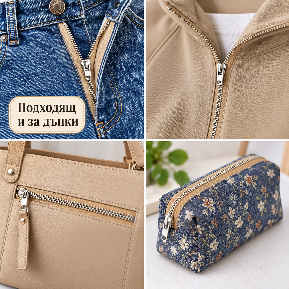 1 брой Неделим цип с метални сребристи зъби /15см/-бежов 05712