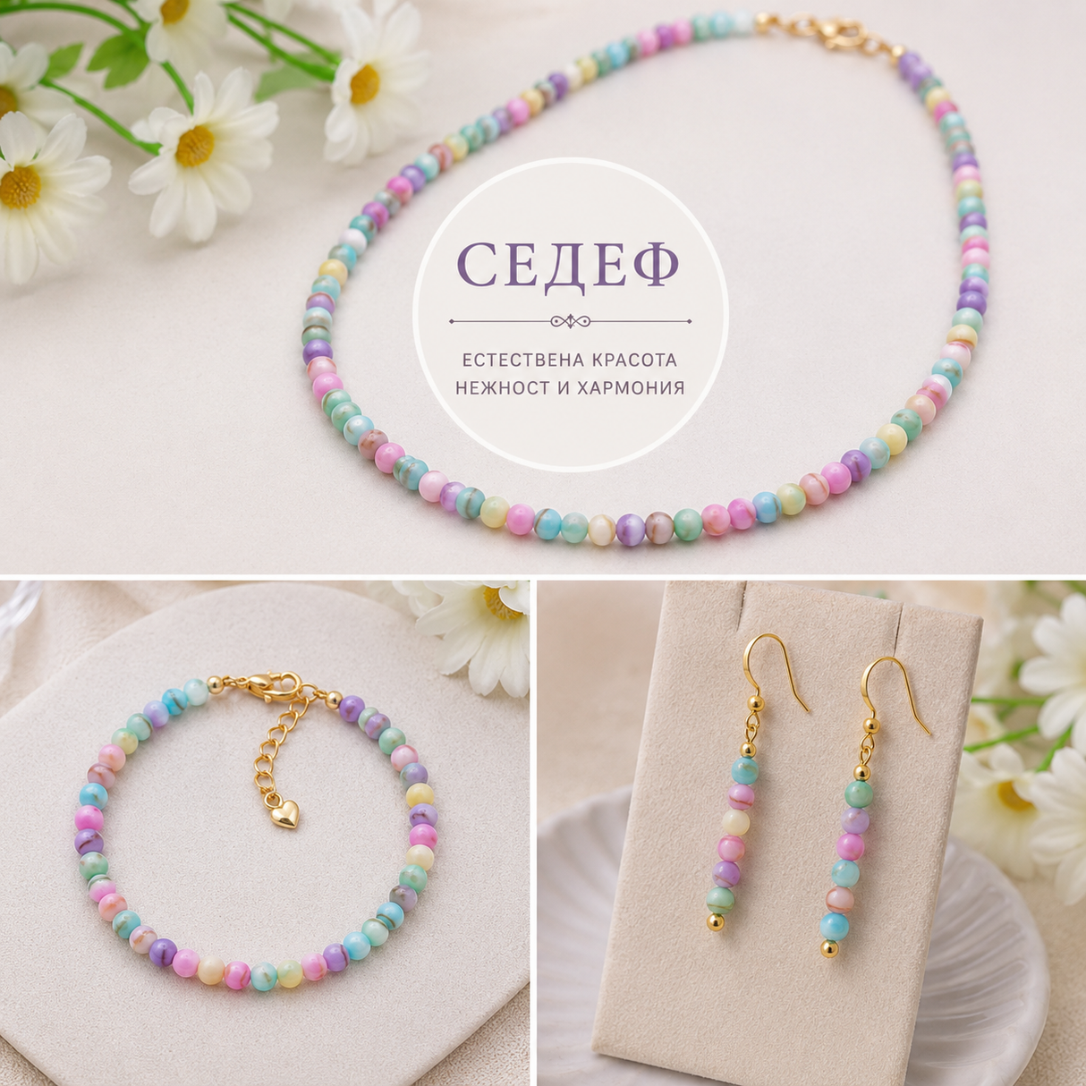 100 броя Седефени мъниста /4мм/ – пастелен микс 05371