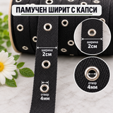 1 / 5 метра Памучен ширит с капси /2см/ - черен  05633