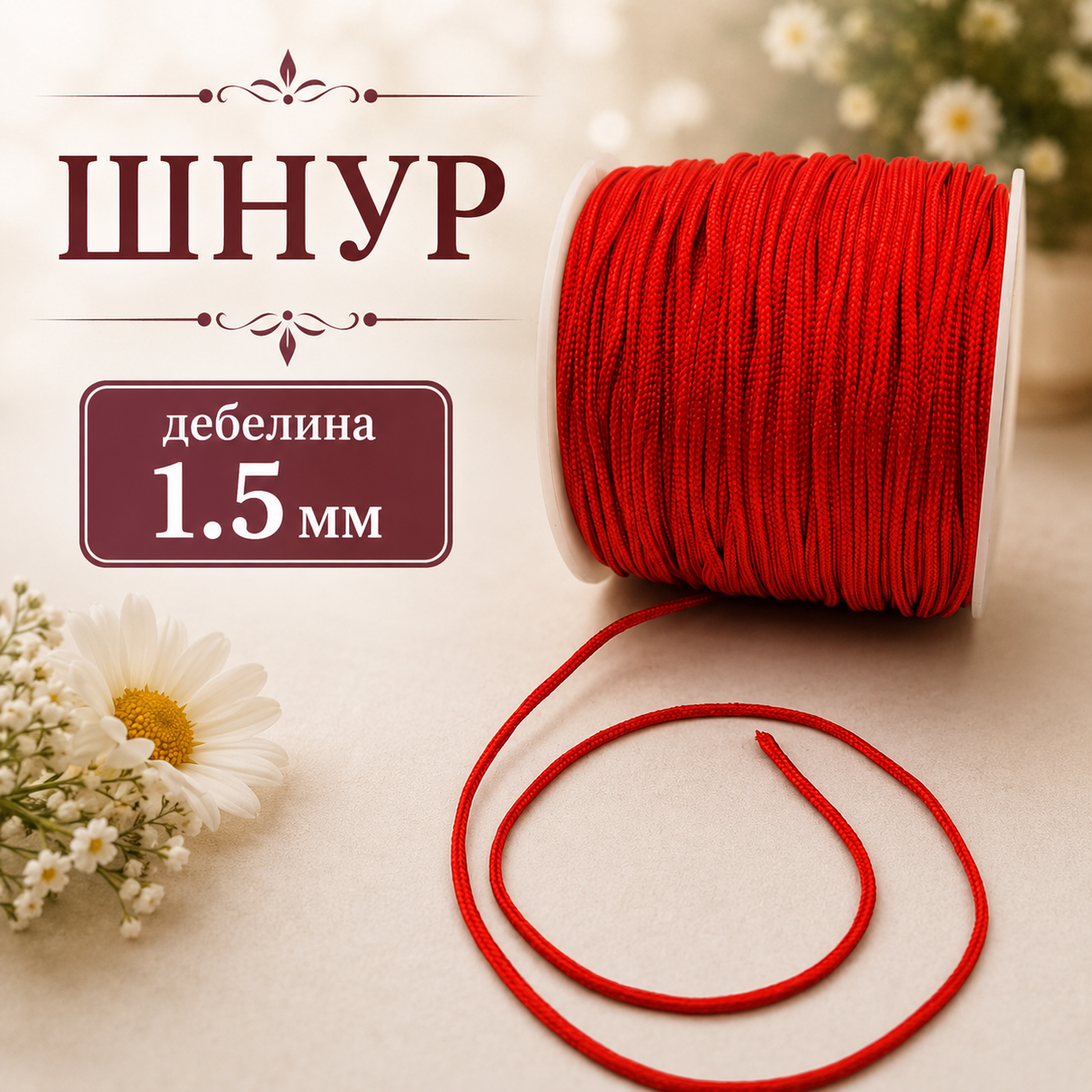 46 метра Полиестерен шнур /1.5мм/ - червен  05552