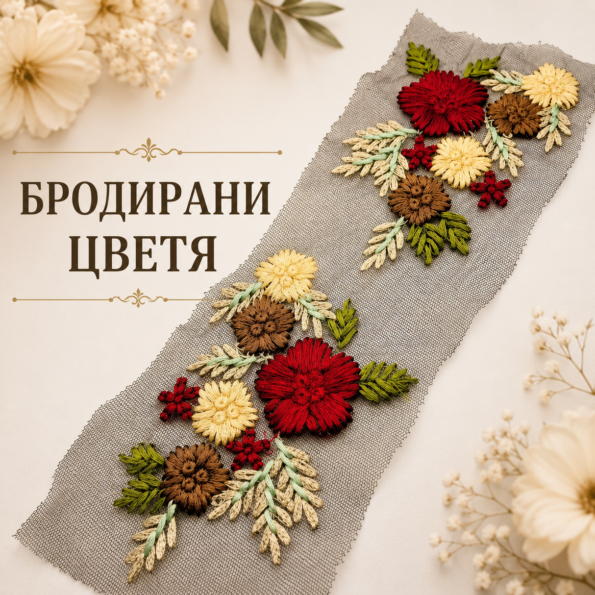 2 броя Бродирани цветя /15х10см/  05560